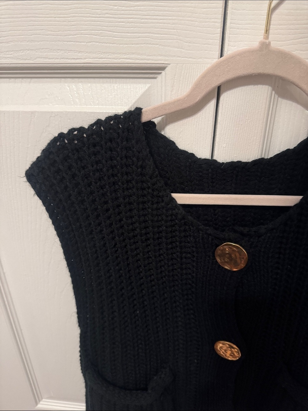 Shein Black Knit Button-Front Vest - Picture 2 of 3